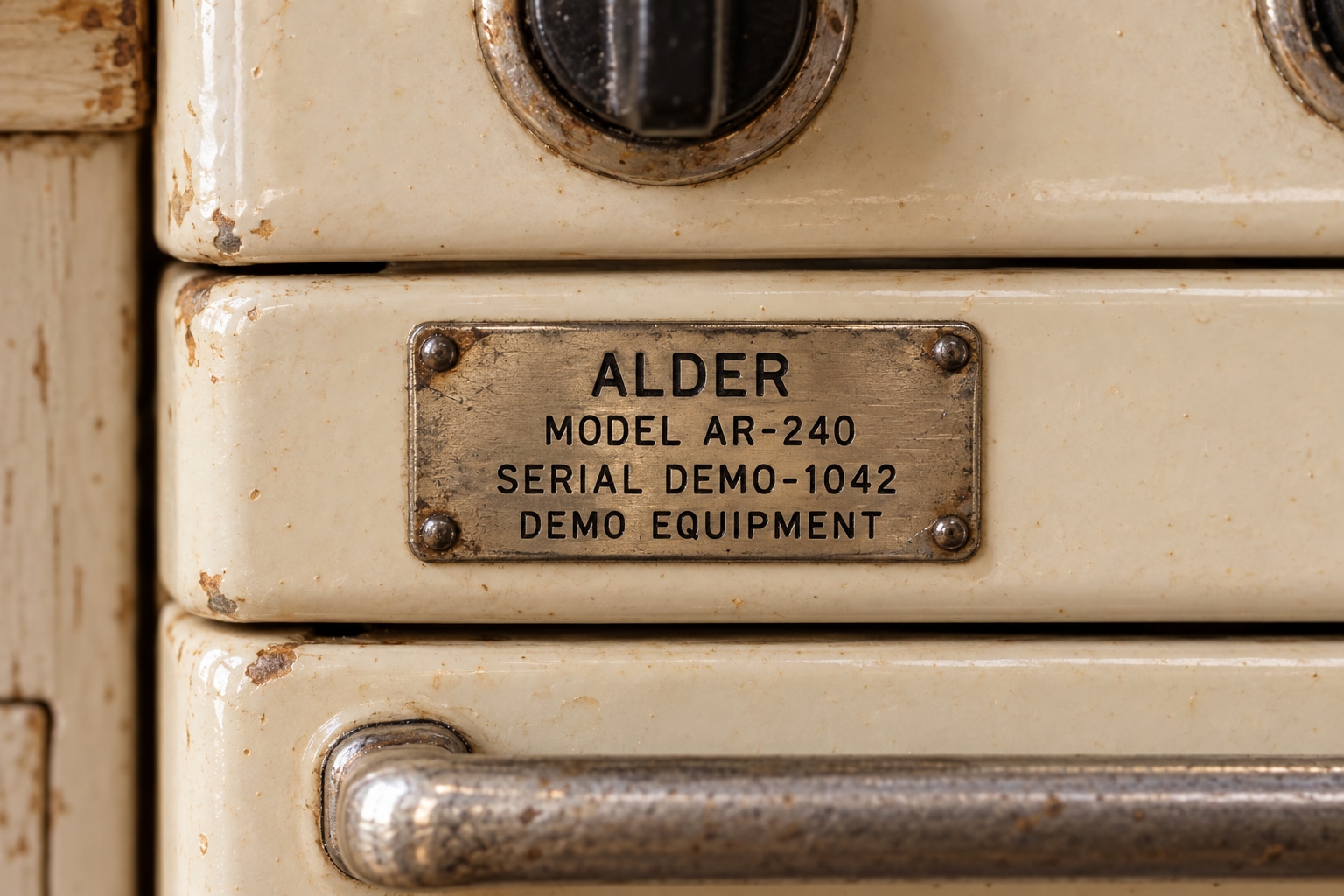 Saved equipment label from the Cedar Ridge kitchen range