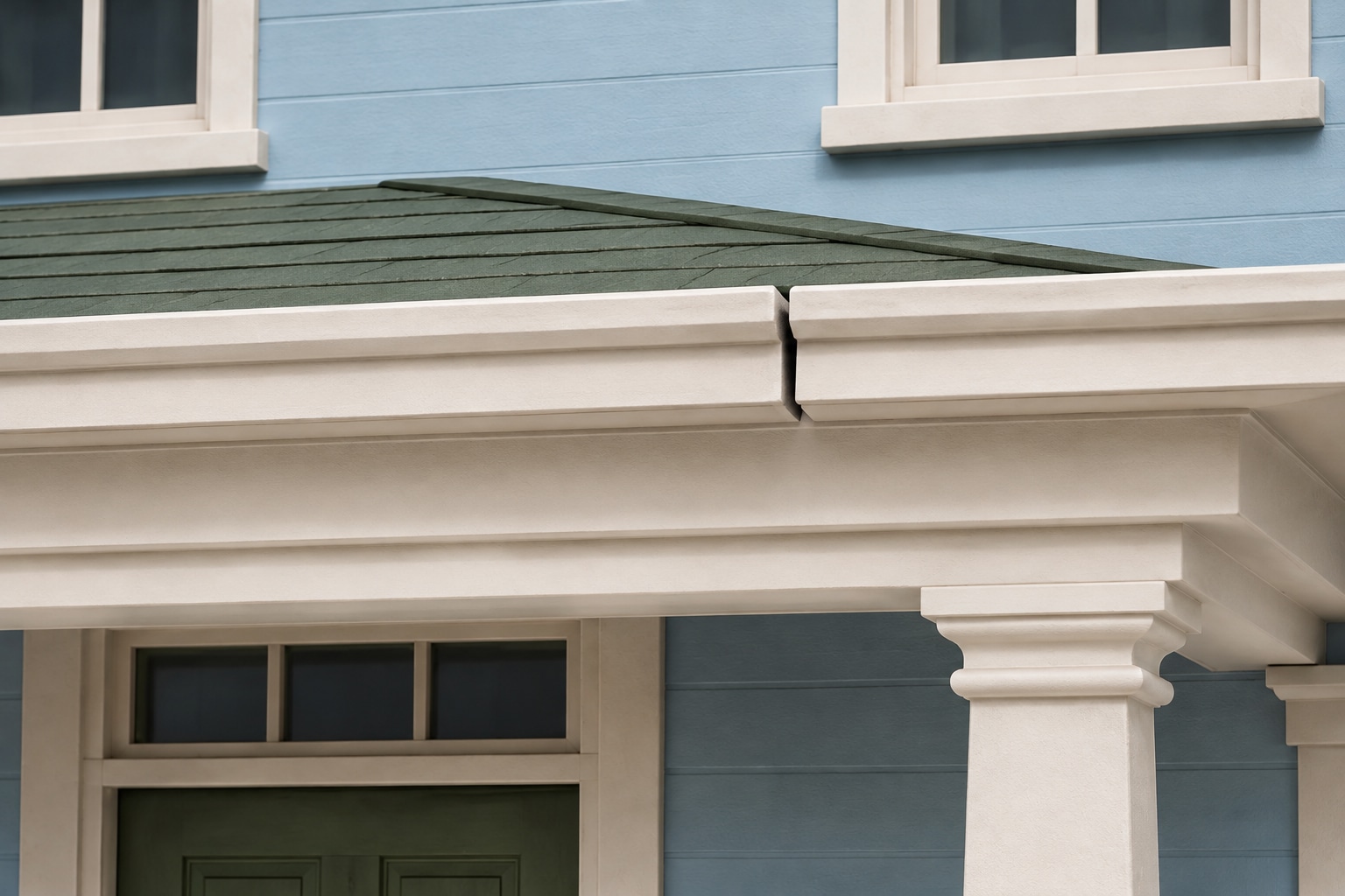 Detail of the open joint in the porch trim
